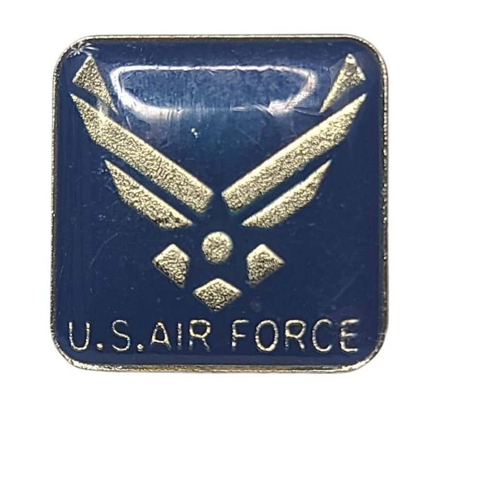 United States US Air Force Pin Square Blue Enamel Military Emblem USAF Wings